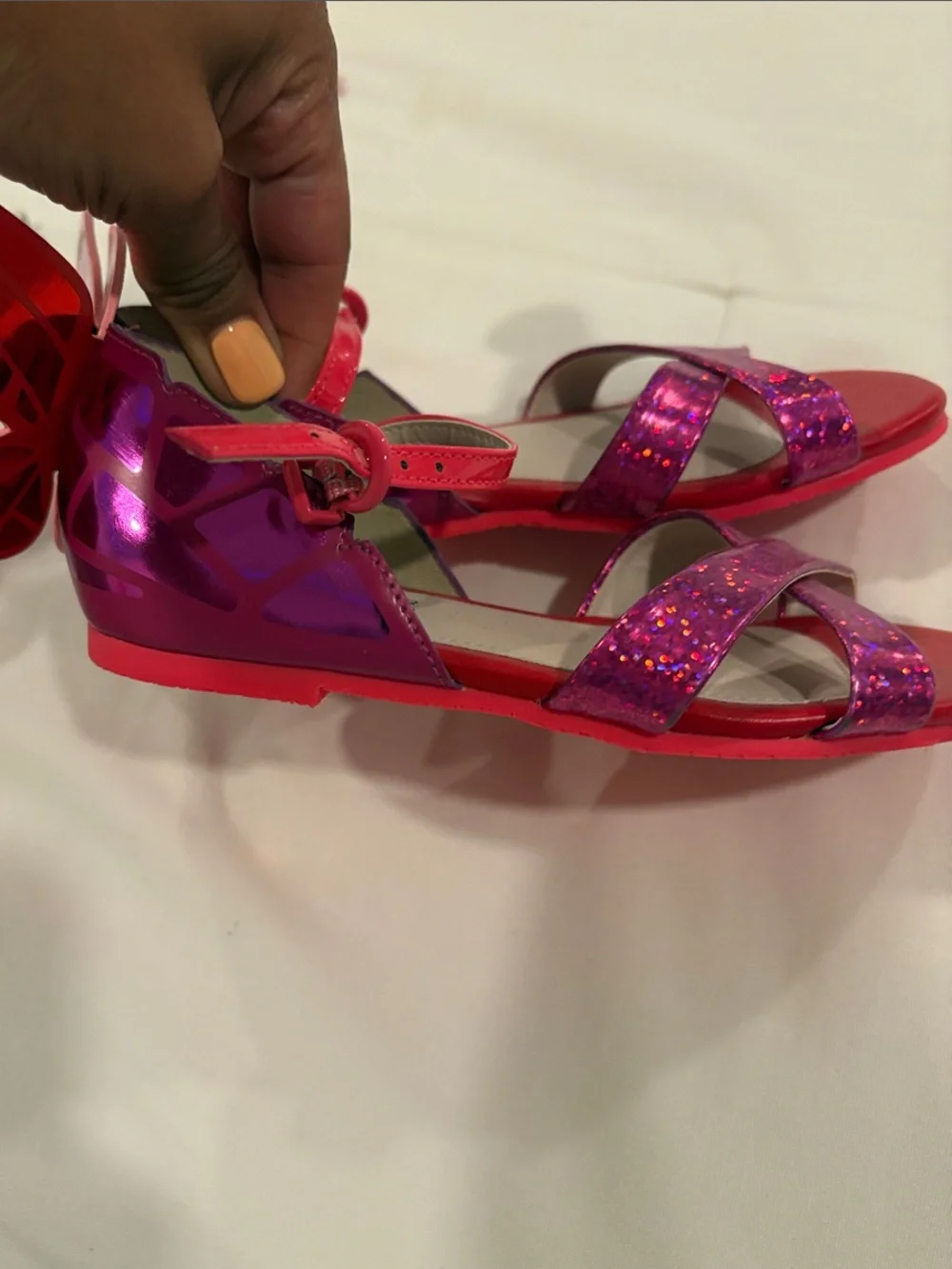 Sophia Webster Girls' Pink & Fuchsia Glitter Butterfly Strap Sandals